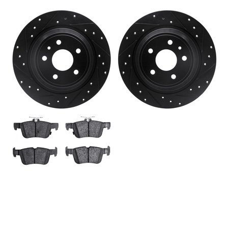 DYNAMIC FRICTION CO 8302-54219, Rotors-Drilled and Slotted-Black with 3000 Series Ceramic Brake Pads, Zinc Coated 8302-54219
